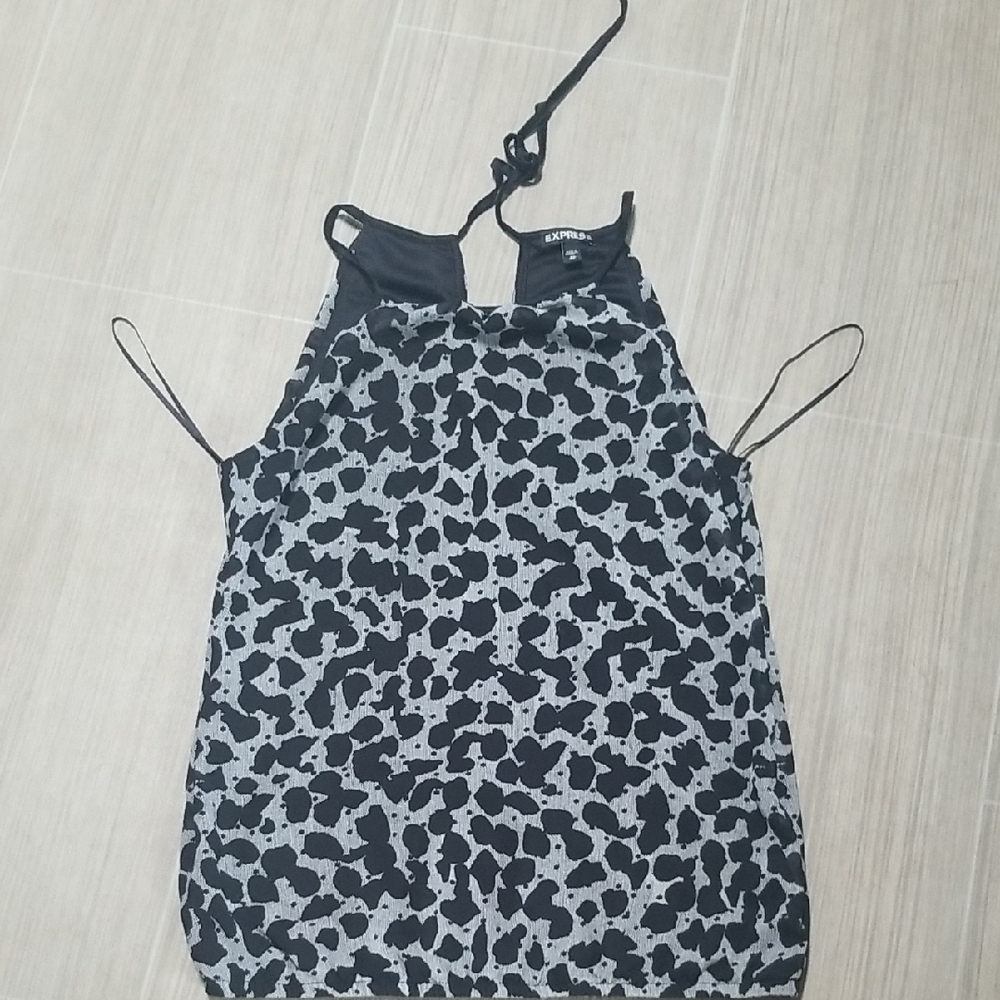 Express Black and White Backless Tie Front Camisole